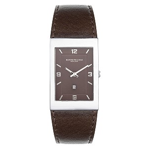 New York Brown Leather Strap Watch