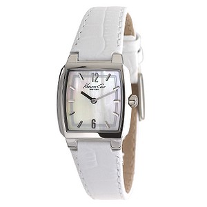 New York Ladies`White Leather Strap Watch