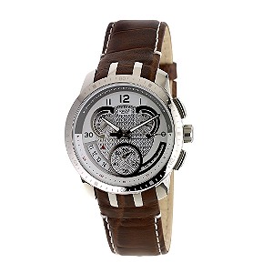 Swatch Cold Hour Men` Brown Leather Strap Watch