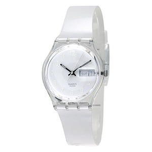Swatch Snow Covered Ladies`White Strap Watch
