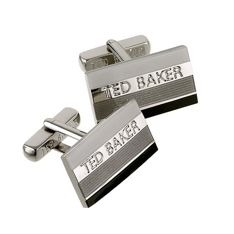 Ted Baker grey block stripe cufflinks