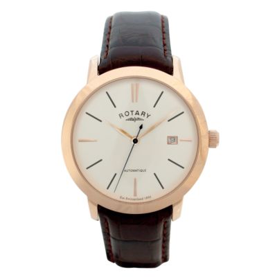rotary mens rose gold dial watch