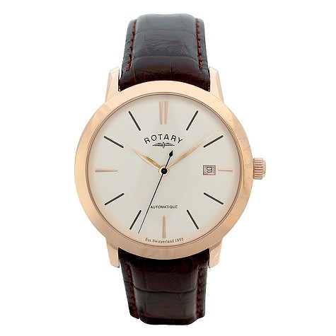 rotary mens rose gold dial watch