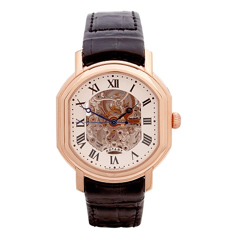 Rotary mens rose gold case watch