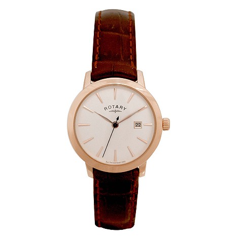 Rotary ladies brown leather strap watch
