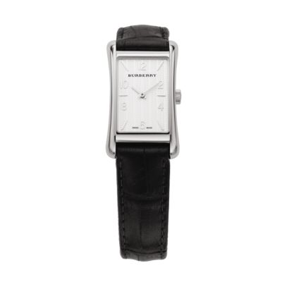 ladies black leather strap watch