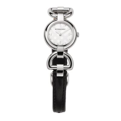 ladies thin black leather strap watch