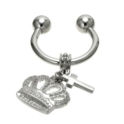Ladies' stone set crown and cross keyring - Product number 6419305