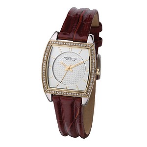 Reaction Ladies`Brown Leather Strap Watch