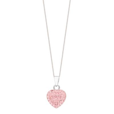 9ct White Gold Pink Crystal Heart Pendant - Product number 6441963
