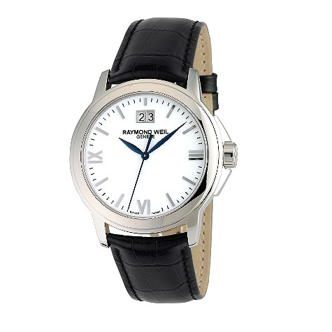 Geneve mens white dial leather