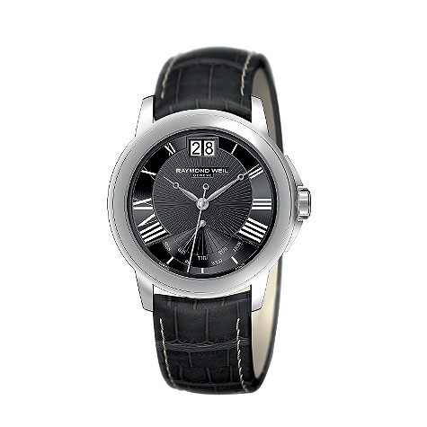 Raymond Weil Tradition mens black leather strap