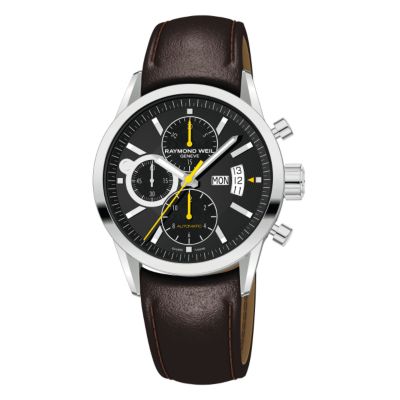 Raymond Weil Freelancer mens brown leather