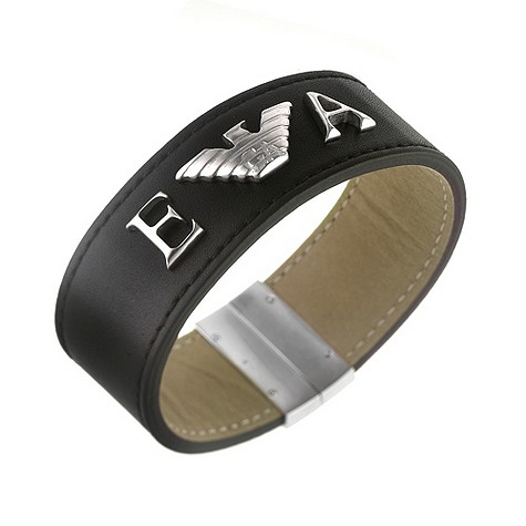 Armani black leather and sterling silver