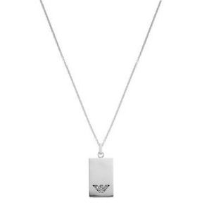 Armani mens sterling silver logo tag