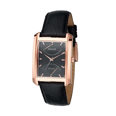 Accurist mens rose gold plated strap watch