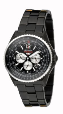 Accurist mens black chronograph bracelet watch