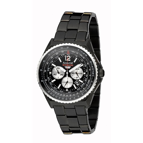 Accurist mens black chronograph bracelet watch