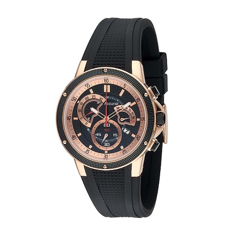 mens rose gold chronograph strap watch