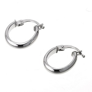 H Samuel 9ct White Gold Oval Creole Earrings 15 x 10mm