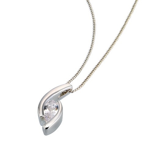 silver Curved Cubic Zirconia Pendant