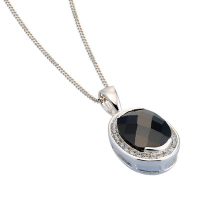 silver Black and White Cubic Zirconia Pendant