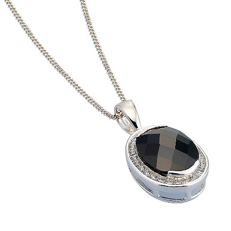 silver Black and White Cubic Zirconia Pendant