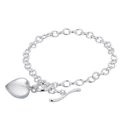 sterling silver domed love heart bracelet