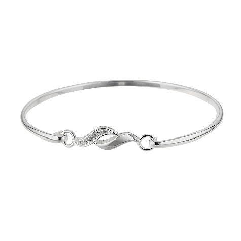 sterling silver cubic zirconia wave bangle