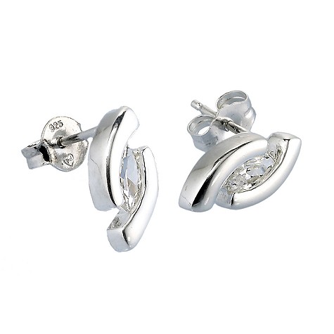 Sterling silver cubic zirconia wave earrings