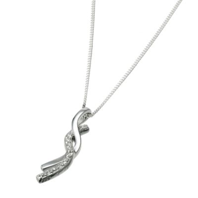 Sterling silver cubic zirconia twist pendant