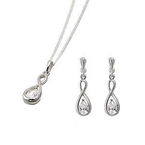 sterling Silver Figure of 8 Pendant and Earrings