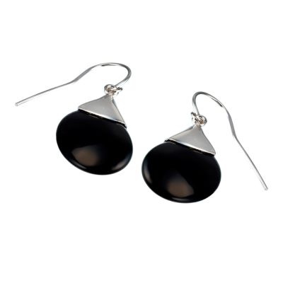 Sterling silver and agate round drop earrings