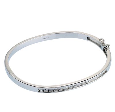 Silver Channel Set Cubic Zirconia Bangle - Product number 6461514