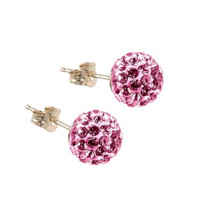 Evoke 9ct Gold Pink Crystal Ball Stud Earrings - Product number 6463762