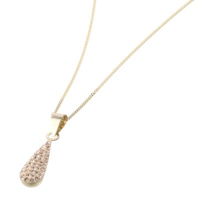 Evoke 9ct Gold Champagne Crystal Drop Pendant