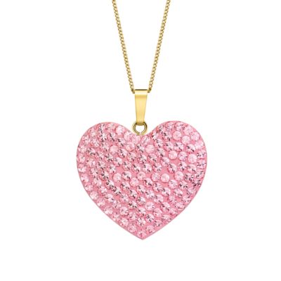 9ct Gold Evoke Large Pink Crystal Set Heart Pendant - Product number 6463789