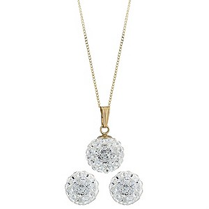 Evoke 9ct Gold Crystal Pendant And Earring Boxed