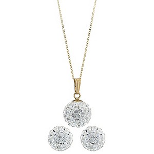 Evoke 9ct Gold Crystal Pendant And Earring Boxed SetEvoke 9ct Gold Crystal Pendant And Earring Boxed