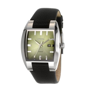 Diesel Men's Green Tonneau Dial Black Leather Strap Watch - Product number 6465439