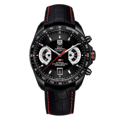 Tag Heuer Grand Carrera titanium black strap watch