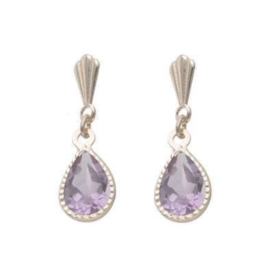 H Samuel 9ct Gold Amethyst Pear Drop Earrings