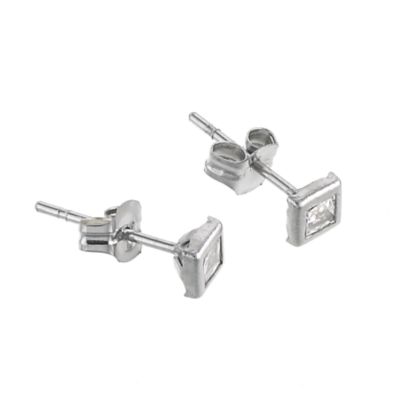 9ct White Gold Square Cubic Zirconia Stud Earrings - Product number 6467350