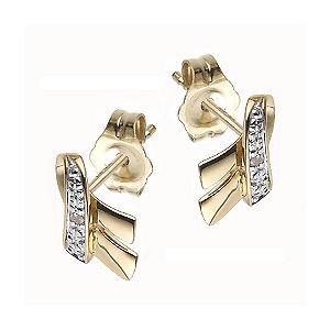 9ct gold and Rhodium Plated Cubic Zirconia Stud Earrings