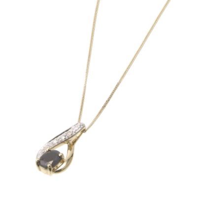 9ct Gold Sapphire And Cubic Zirconia Twist Pendant