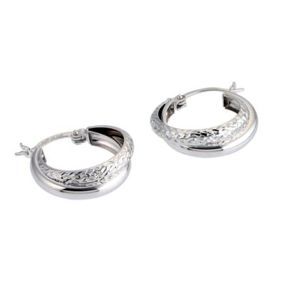 9ct White Gold Double Creole Earrings