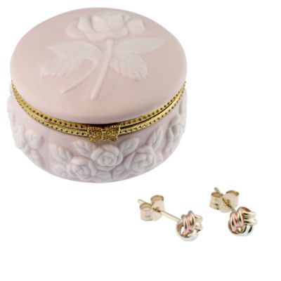 9ct Three Colour Gold Knot Stud Earrings - Product number 6467555