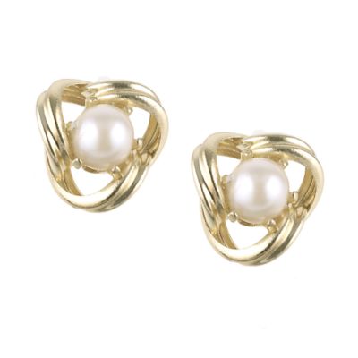 9ct Gold Cultured Freshwater Pearl Knot Stud