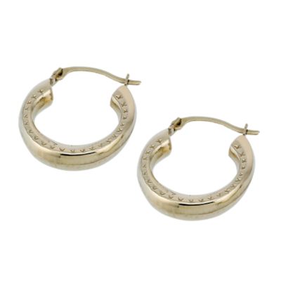 9ct gold Diamond Cut Horseshoe Creole Earrings