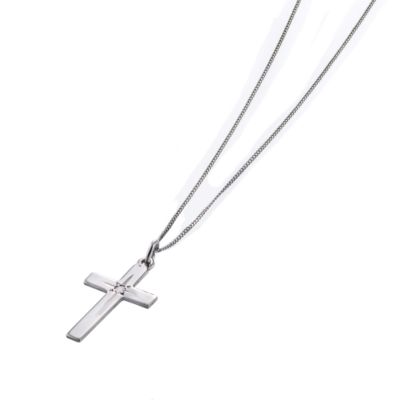 9ct White Gold Diamond Cross Pendant - Product number 6468128